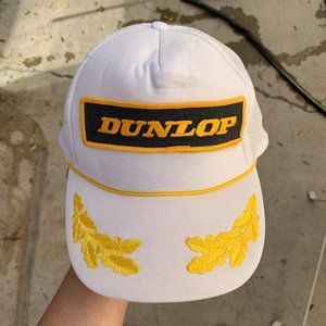 Dunlop Tires Car Racing Crew Mechanic Vintage 80s Otto Mesh Trucker Snapback Hat